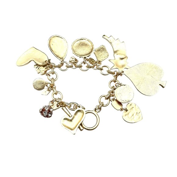 Charm Bracelet Crystal Gold Tone Heart Ace Star Multicolor New - Picture 4 of 8